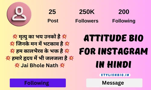 Attitude Bio for Instagram in Hindi