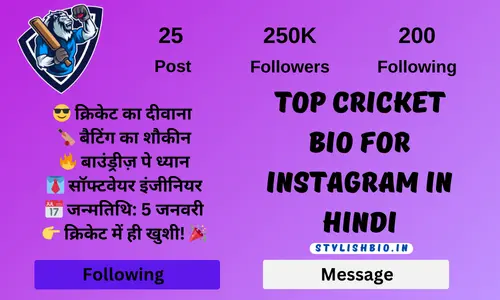 Top Cricket Bio for Instagram in Hindi